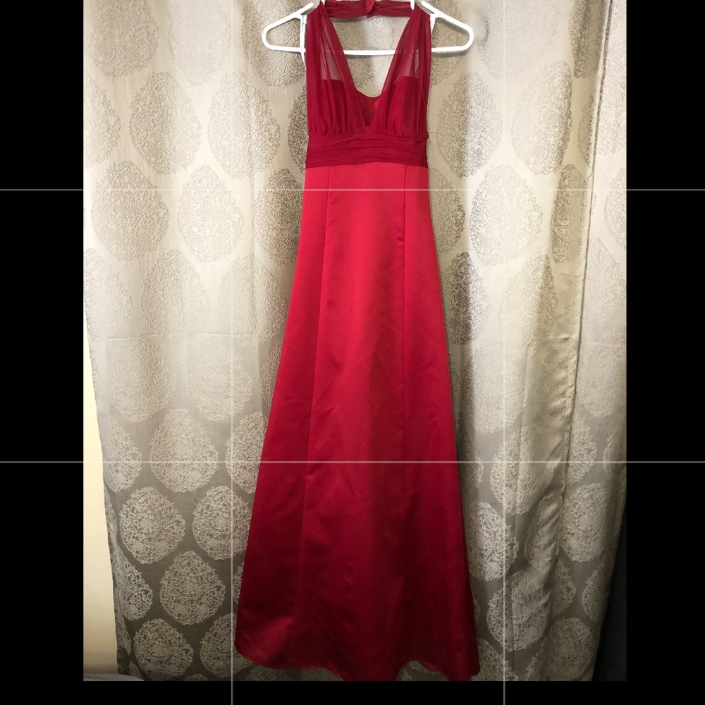 Davids bridal red bridesmaid prom homecoming dress